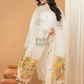 Sequin Paithani Jamdani Unstitched 2-Piece Kurti  |  Pure White