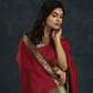Pure Handloom Korvai Silk Cotton Saree in Wine Red and Green with Elephant Border - 143