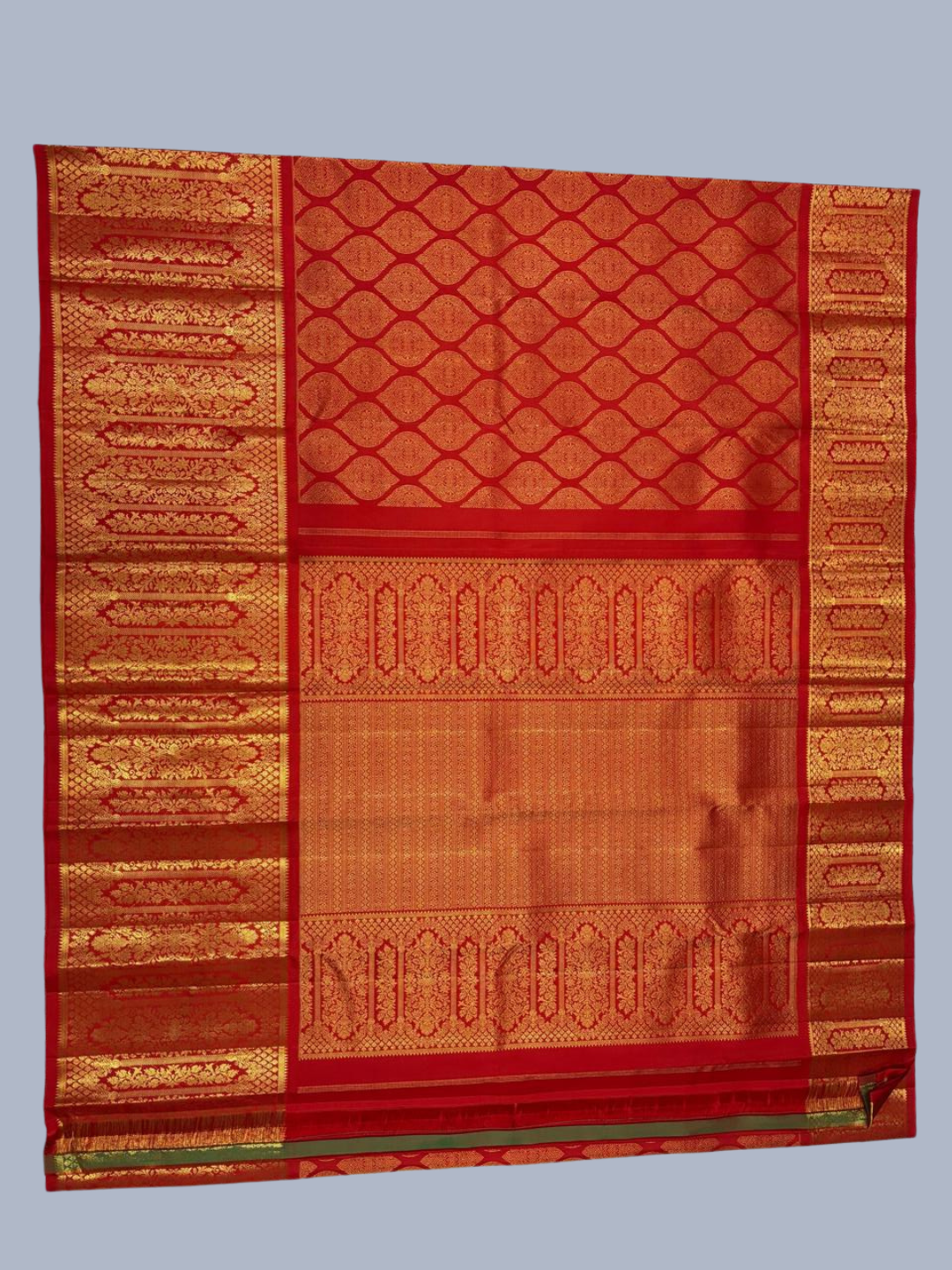 Handwoven Pure Gadwal Silk Saree  |  Brick Red