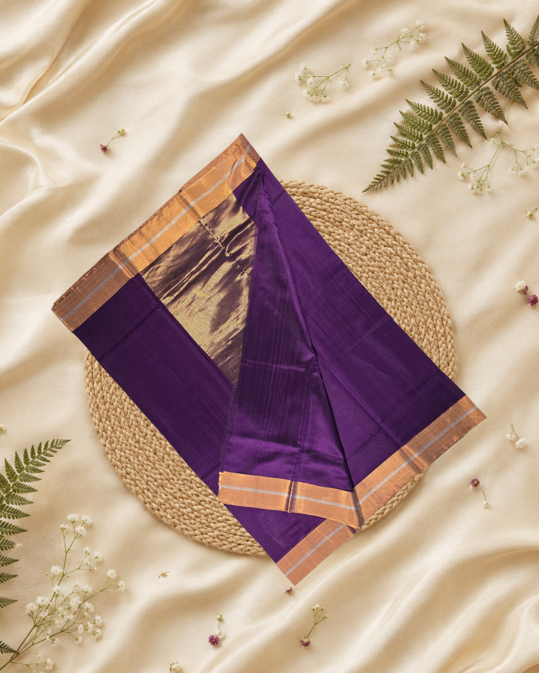Chanderi Silk Saree With Wine Purple