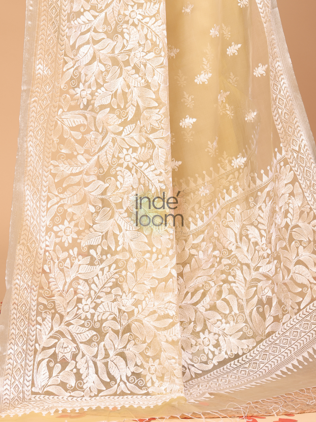 Organza Embroidery Saree With Light Green - 113