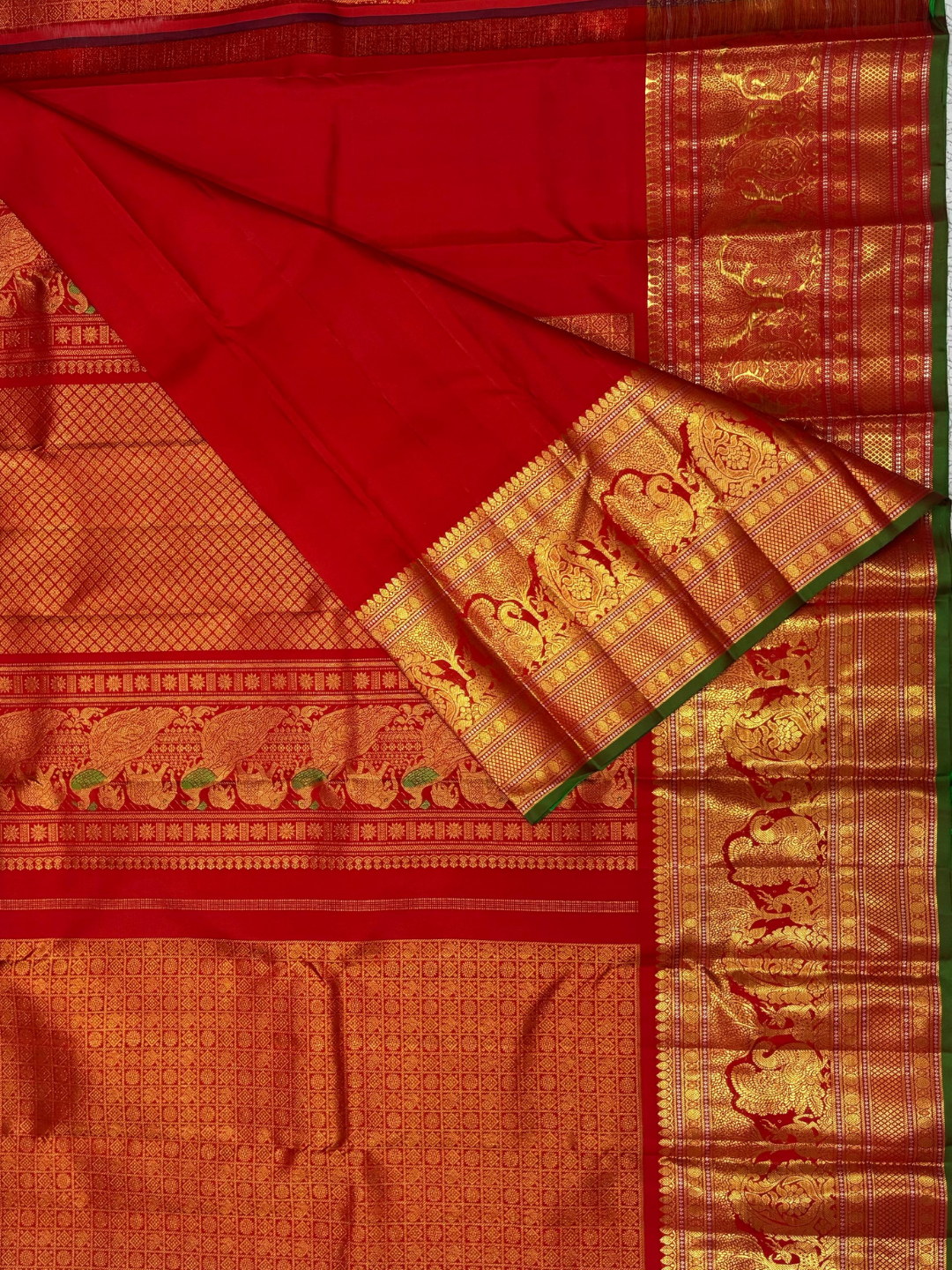 Handwoven Pure Gadwal Silk Saree  | Red
