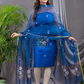 Indigo Blue Matka Jamdani 2-Piece Set Kurti & Dupatta (UNSTITCHED) - 109