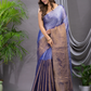 Tissue Silk Saree With Pigeon Blue - 015