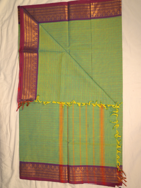 Kanchi Cotton|Aqua Green & purple