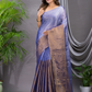 Tissue Silk Saree With Pigeon Blue - 015