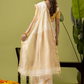 Pure Handloom Linen Saree | Shell White  and White  | Half and Half style with Contrast Border