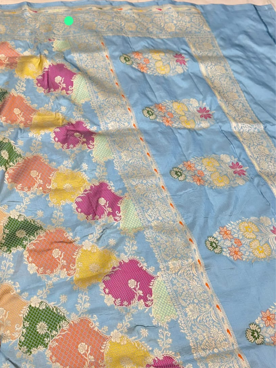 Pure Banarasi Exclusive Ektara Kora JAMDANI Tilfi saree  | Powder Blue