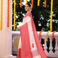 Cotton Linen Saree With Powder White - 115