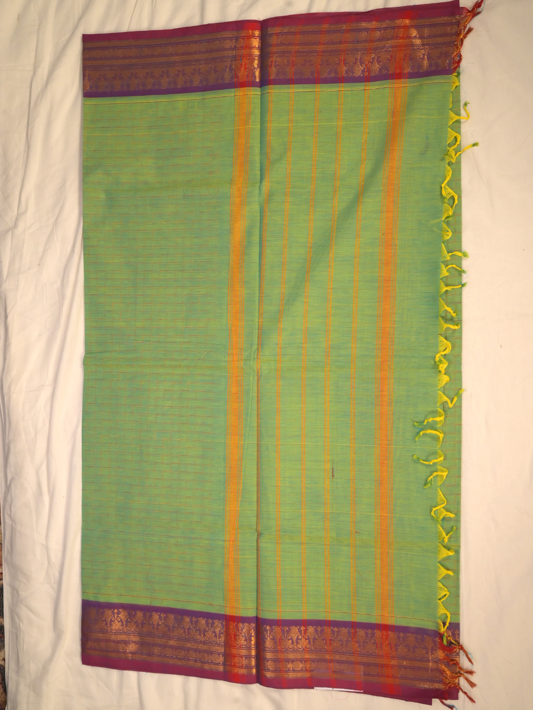 Kanchi Cotton|Aqua Green & purple