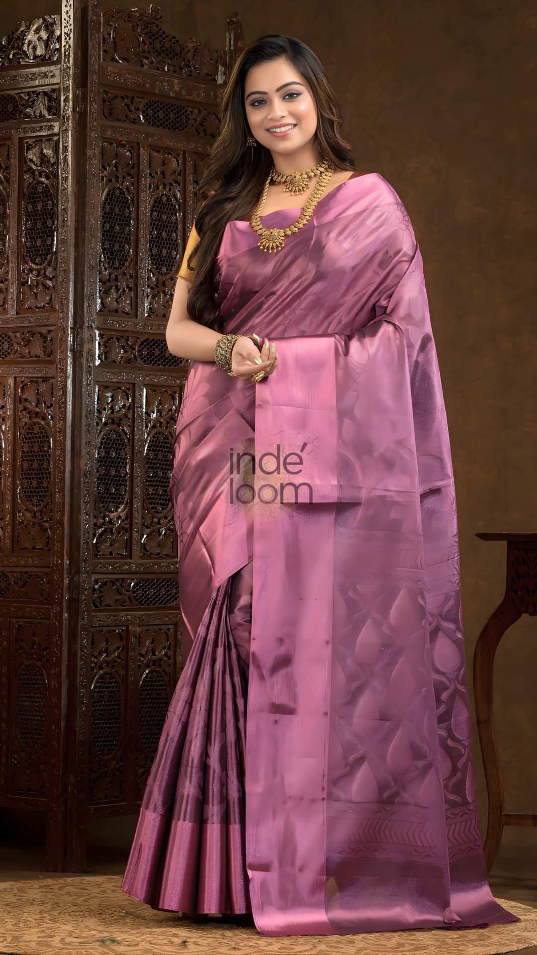 Grape Pink Cotton Silk Saree - 002