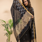 Rich Black Linen X Line 2-Piece Set Kurti & Dupatta (UNSTITCHED) - 121