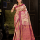 Raktika - Pink-hued silk with mayura chakra design