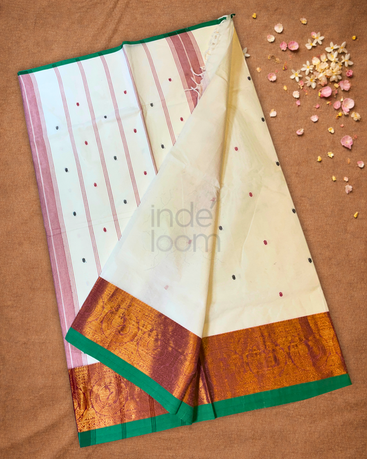 Chettinad cotton Saree  |  Warm Ivory