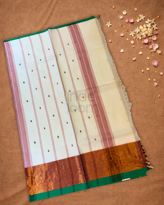 Chettinad cotton Saree  |  Warm Ivory