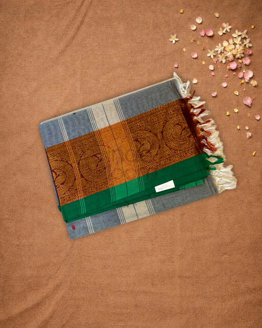 Chettinad Cottton Saree With Lava Gray
