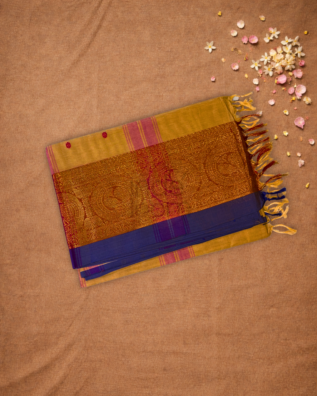 Chettinad Cottton Saree With Egg Nog Tan