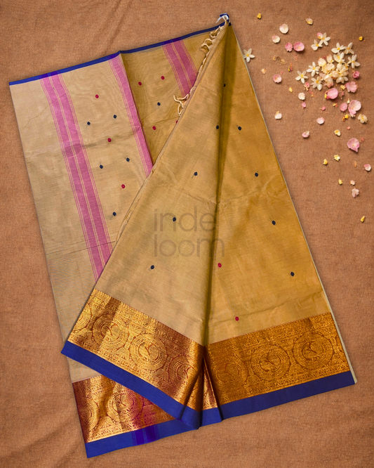 Chettinad Cottton Saree With Egg Nog Tan