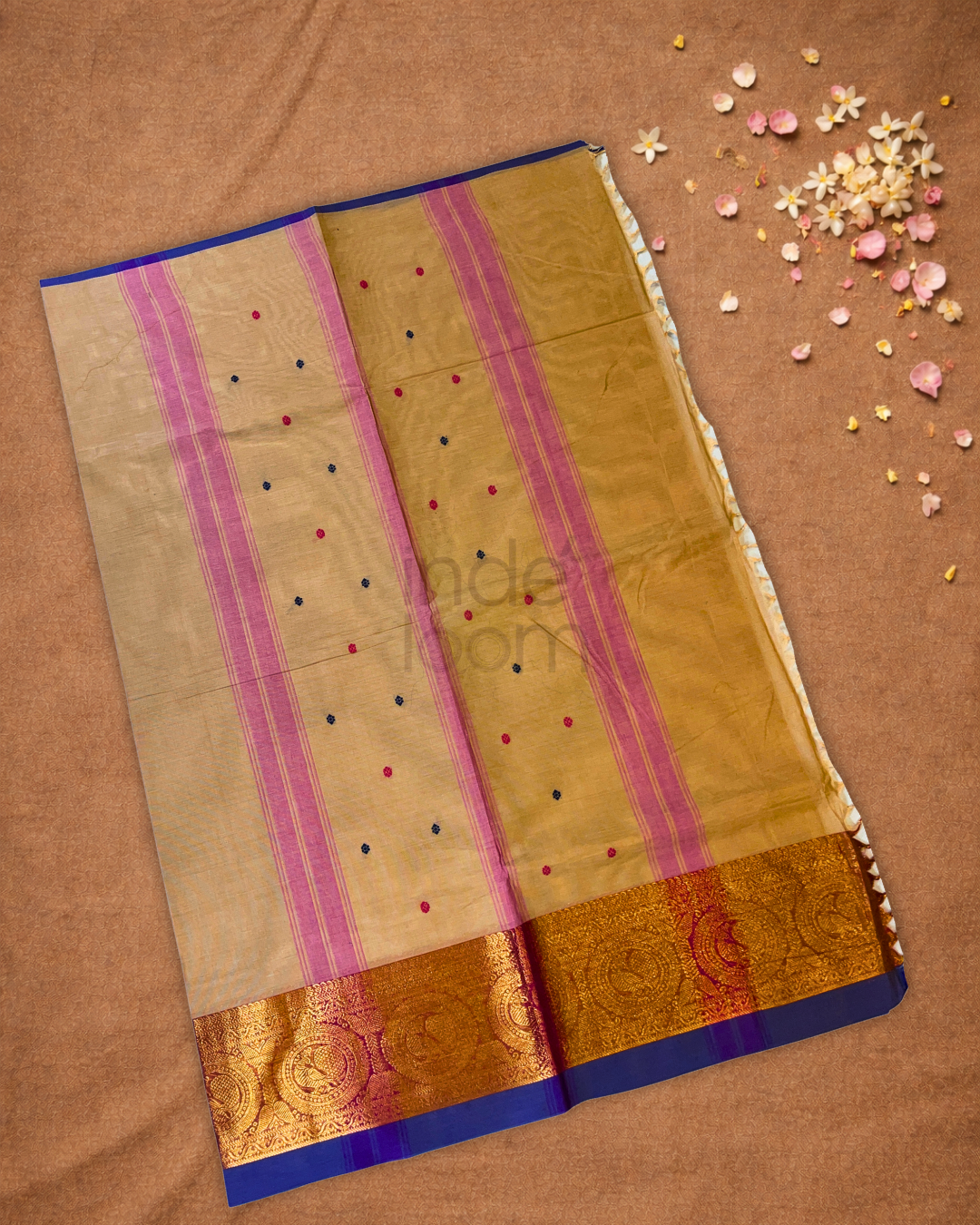 Chettinad Cottton Saree With Egg Nog Tan