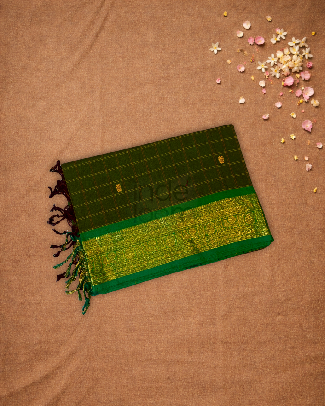 Chettinad Cottton Saree With Dark Green