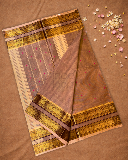 Chettinad cotton Saree  |  Copper Orange