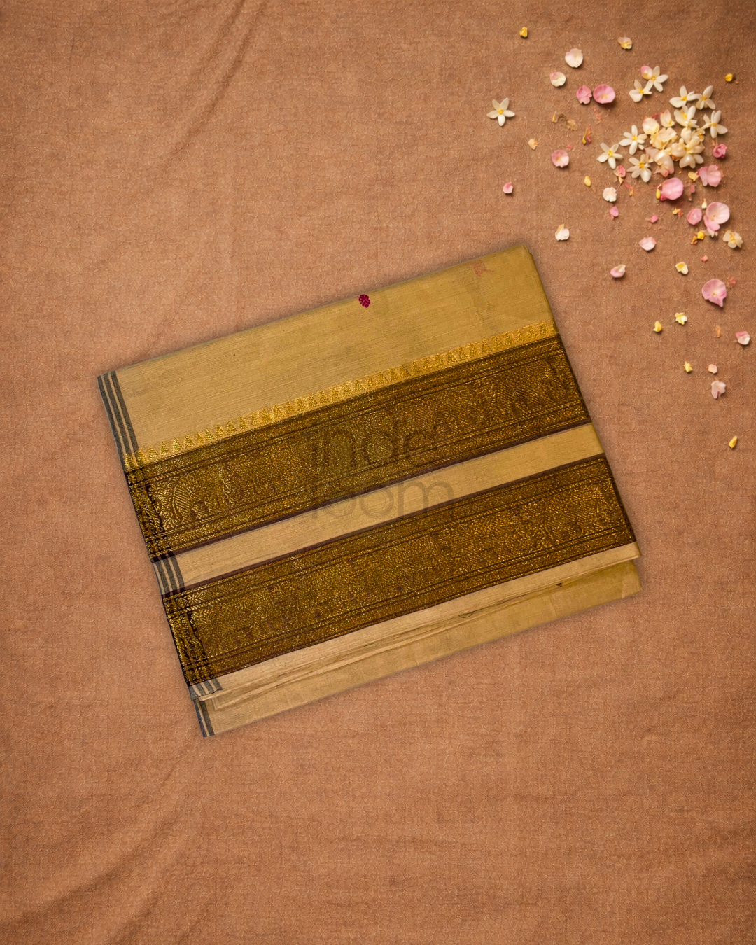 Chettinad Cottton Saree With Ivory Tan