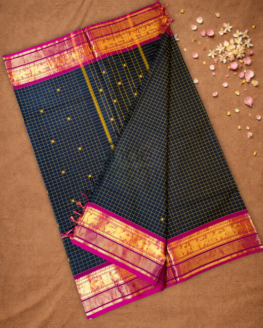Chettinad cotton Saree  |  Midnight Black