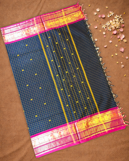Chettinad cotton Saree  |  Midnight Black