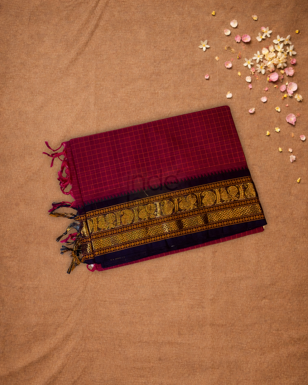 Chettinad Cottton Saree With Deep Pink