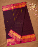 Chettinad Cottton Saree With Wine Red