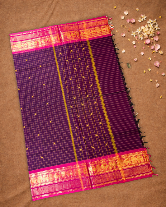 Chettinad cotton Saree  |  Berry Pink