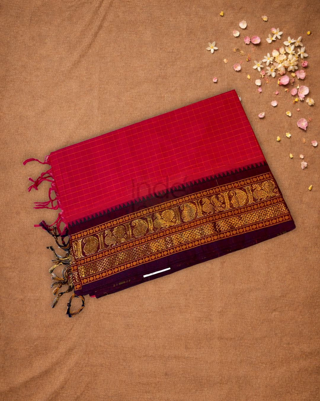Chettinad Cottton Saree With Rani Pink