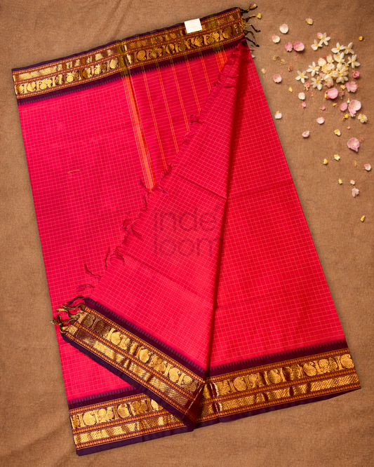 Chettinad Cotton Saree  |  Magenta Pink