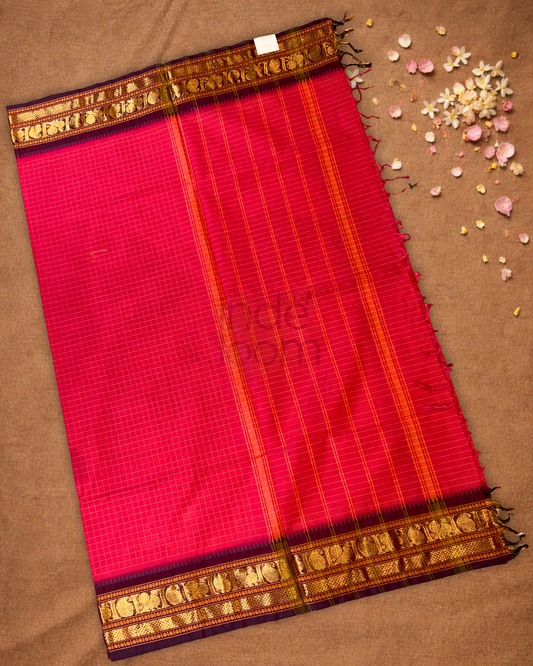 Chettinad Cotton Saree  |  Magenta Pink