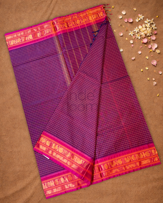 Chettinad Cotton Saree  |  Plum Purple