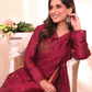Ruby Red Cotton Linen 2-Piece Set Kurti & Dupatta (UNSTITCHED) - 302
