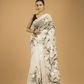 Kota Doria Handpainted Saree With Pearl White - 007 - indeloom