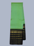 Pure Handwoven Gadwal Silk Saree inPine Green  & Golden Border - 012
