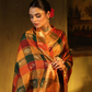 Pure Handloom Korvai Saree | Checks Green, Maroon, Mustard Gold