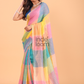 Linen Checks Saree With Pink Yellow Blue - 133