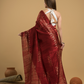 Matka Silk Jamdani Saree  With Blood Red - 084