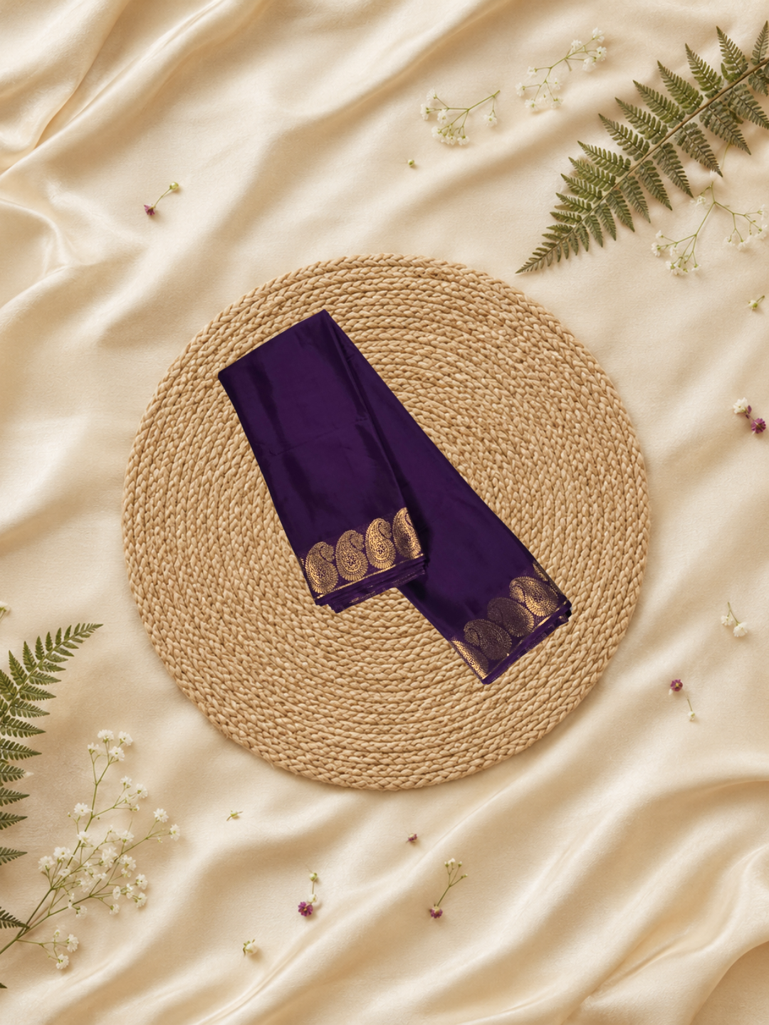 Mysore Silk Saree With Grape Purple