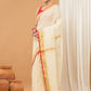Linen Sequin Jamdani Saree With Cream White - 002