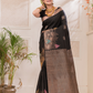 Krishna Megha - Deep black weave with mayura chakra