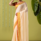 Pure Handloom Cotton Saree | White and Gold | Plain Body with Ribbon border