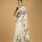 Kota Doria Handpainted Saree With Pearl White - 007 - indeloom