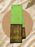 Handwoven Pure Gadwal Silk Saree  |  Lime Green