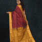 Pure handloom Korvai Silk Cotton Saree in Chilli Red and Golden Yellow Border- 023