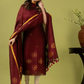 Handwoven Jamdani Linen Unstitched 2-piece Kurti | Deep Maroon