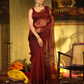 Organza Embroidery Saree With Deep Maroon - 002
